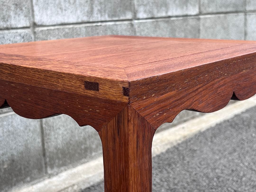 送料無料　唐木　正方高足花台　宋式極簡風　巻雲足　中国美術　飾り台　盆栽台