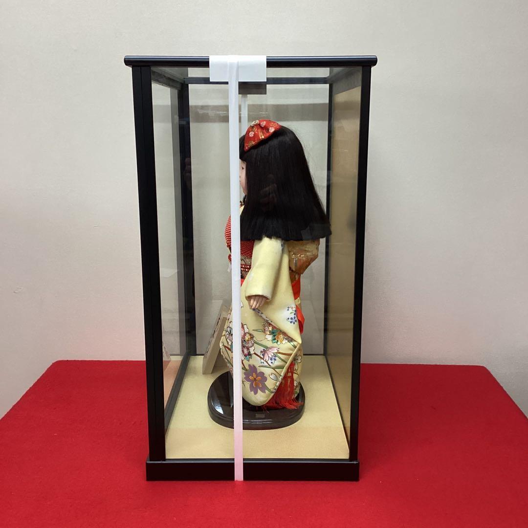 市松人形　栗毛リボン　13号　ケース付き　京友禅　玉雅作