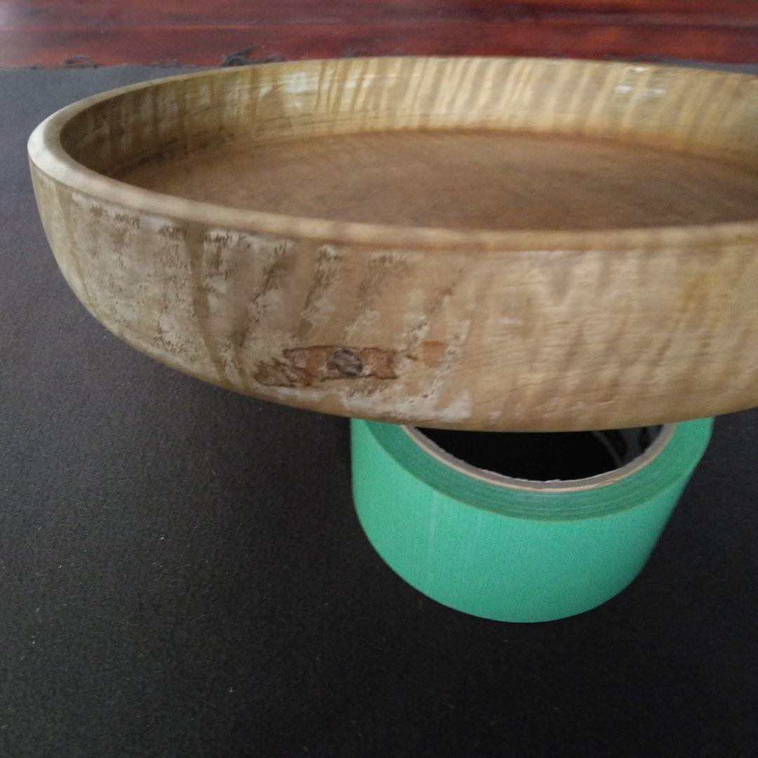 丸盆　くり抜き木工品　無垢材