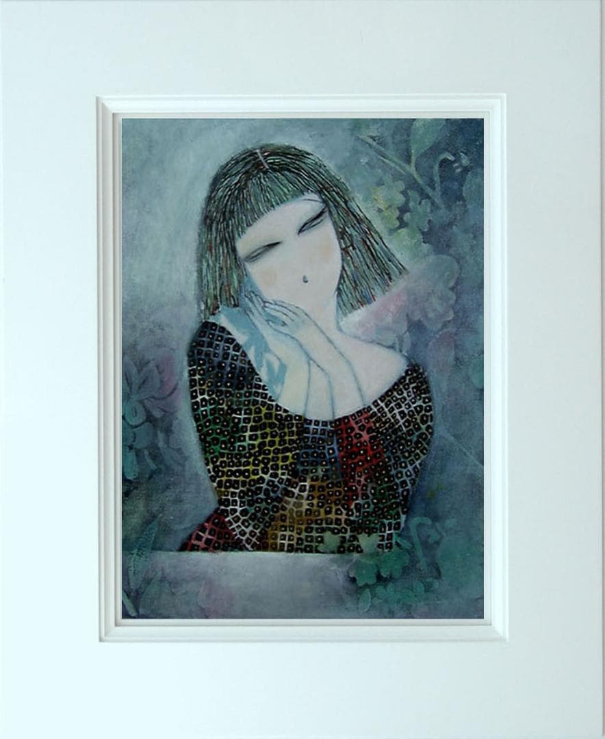 油絵 菅家令子 絵 絵画 インテリア 額付(黒) F6-72023 人物 女性像