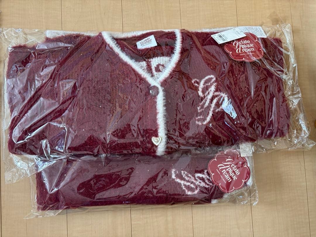 ジェラートピケ　ラメフェザーカーディガン&ロングパンツ