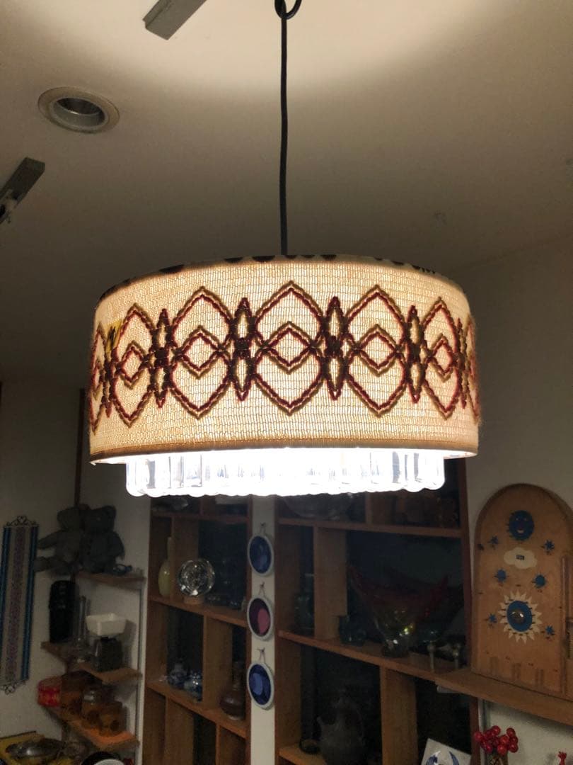 デンマーク　北欧ビンテージ　ジュートシェードペンダントランプ