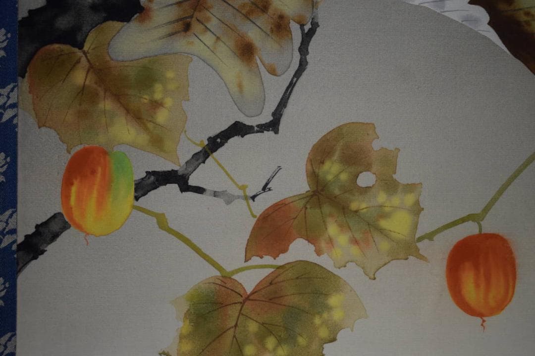 不詳/作者不詳/紅葉リス図/烏瓜/カラスウリ/布袋屋掛軸HG-839