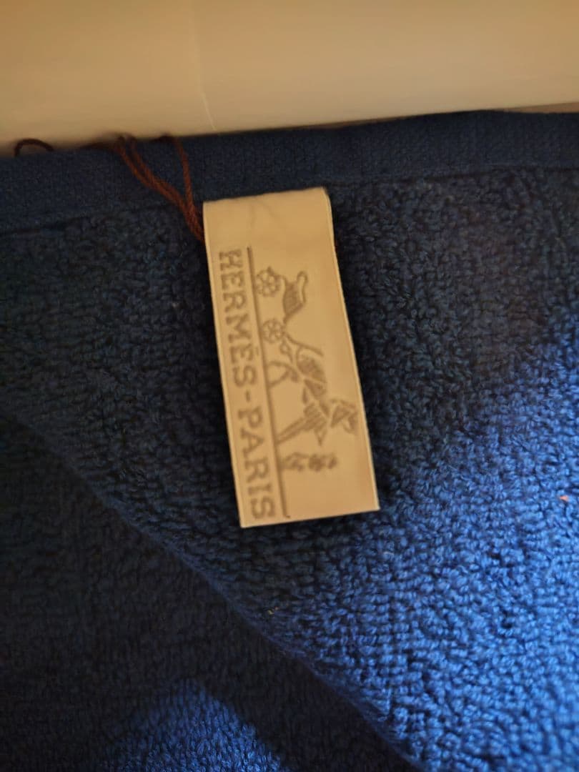 エルメス　タオル　ブルー