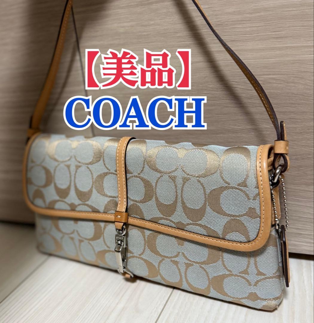 【美品】COACH シグネチャー ワンショルダーバッグ アクセサリーポーチ レア
