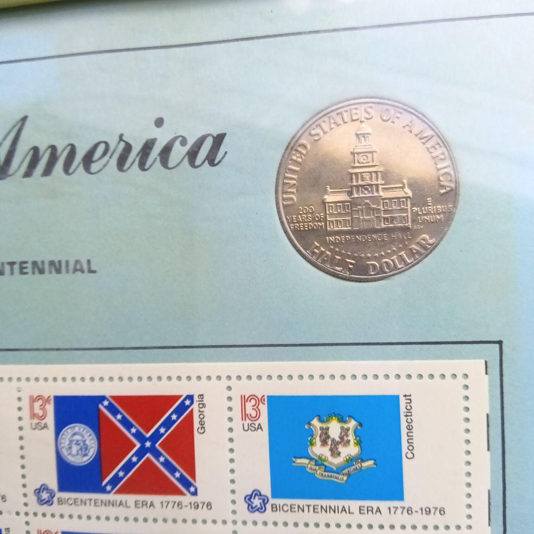 ケネディハーフダラー硬貨とアメリカ切手シート