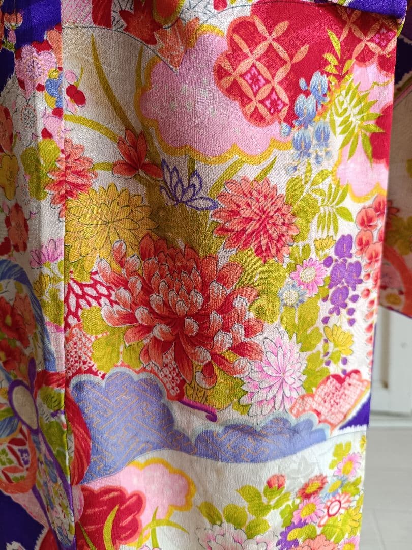 専用です☆アンティーク紫百花繚乱の着物と長襦袢