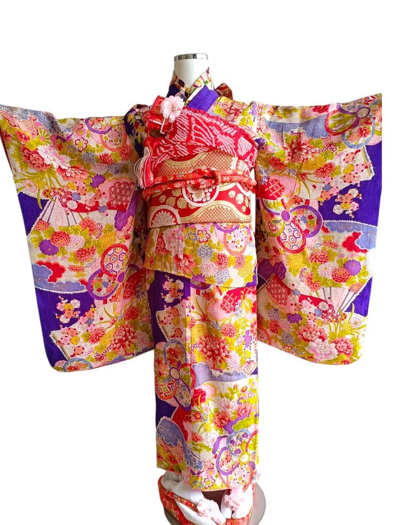 専用です☆アンティーク紫百花繚乱の着物と長襦袢