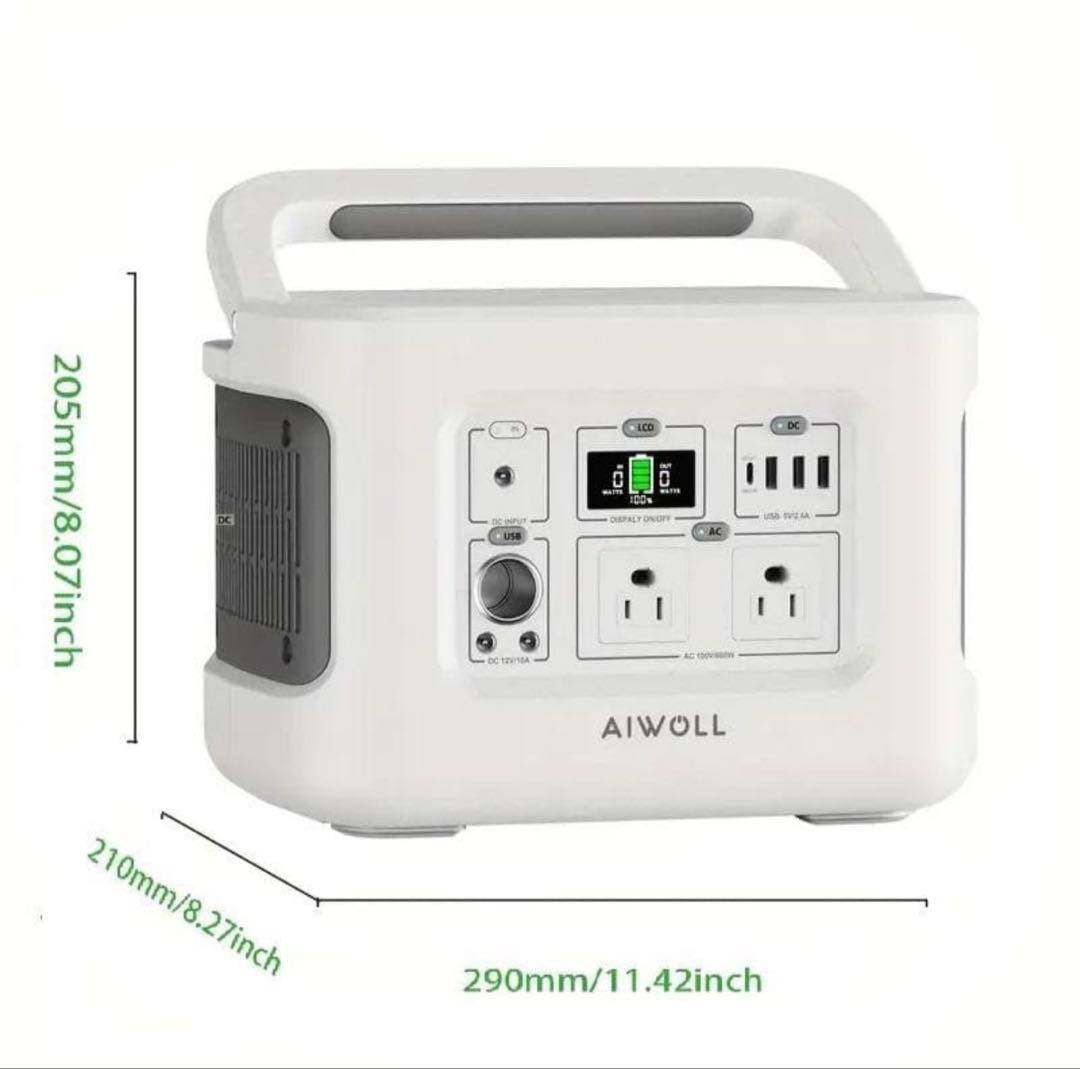 新品 AIWOLL ポータブル電源 515Wh 600W出力 リン酸鉄リチウム