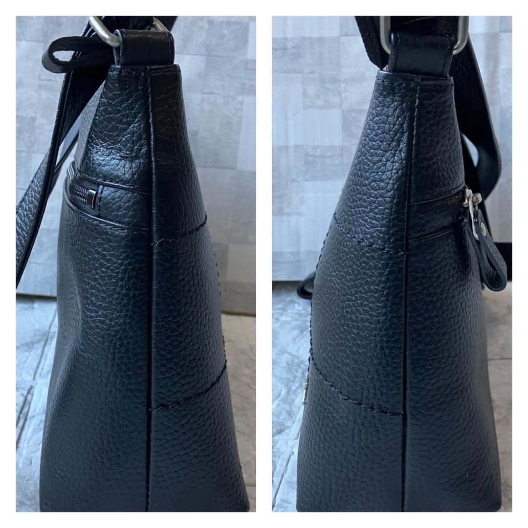 美品◎キタムラ ショルダーバッグ Kメタルロゴ レザー 斜め掛け ブラック