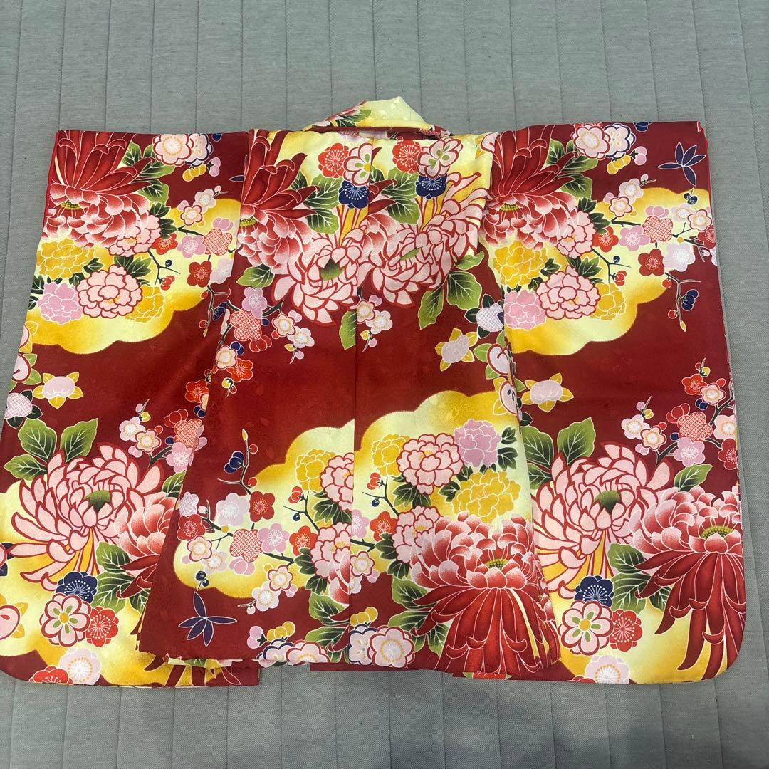 ひさかたろまん　3歳被布コートセット　黄色　赤　七五三