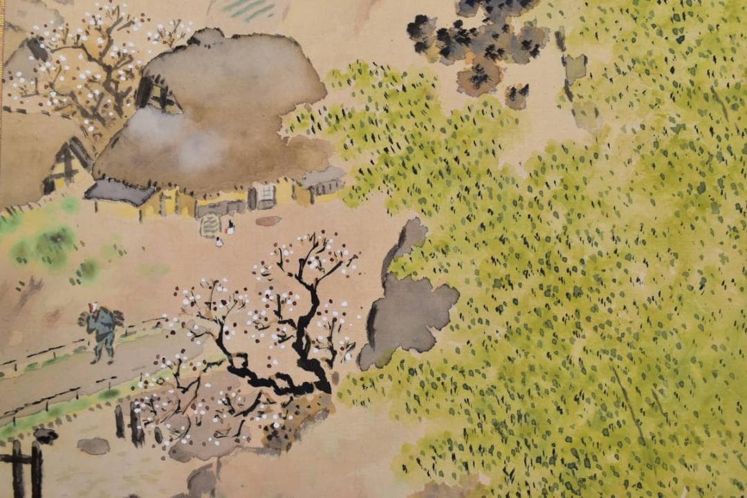 一径/早春山水図/山水人物図/掛軸/名家伝来/AB-31