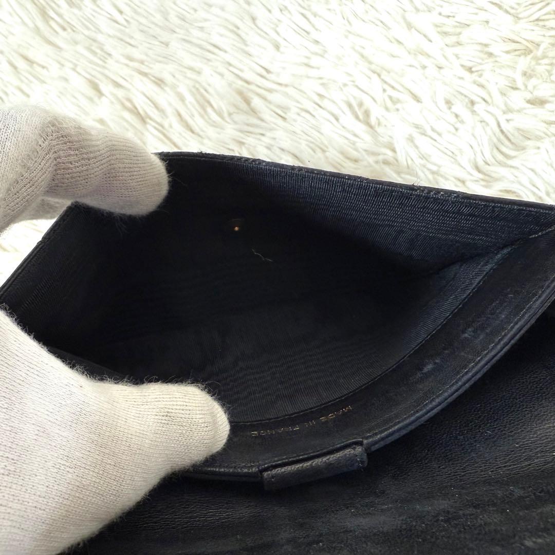 シャネル CHANEL ピコローレ 二つ折り長財布 キルティング 黒 レザー