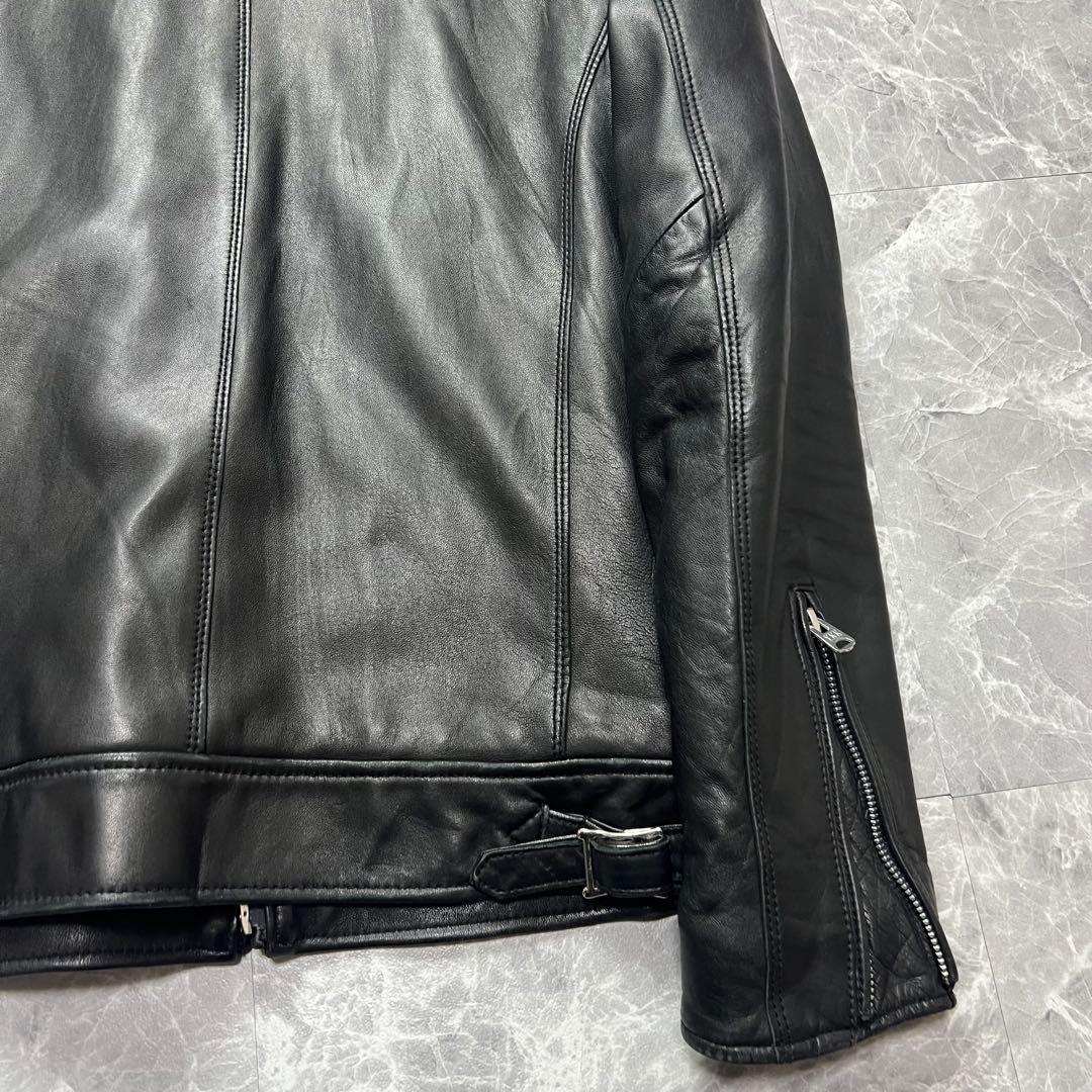 極美品　ナノユニバース　シングルライダース　ジャケット　ラムレザー　キルティング