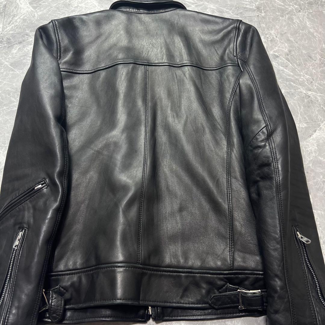 極美品　ナノユニバース　シングルライダース　ジャケット　ラムレザー　キルティング