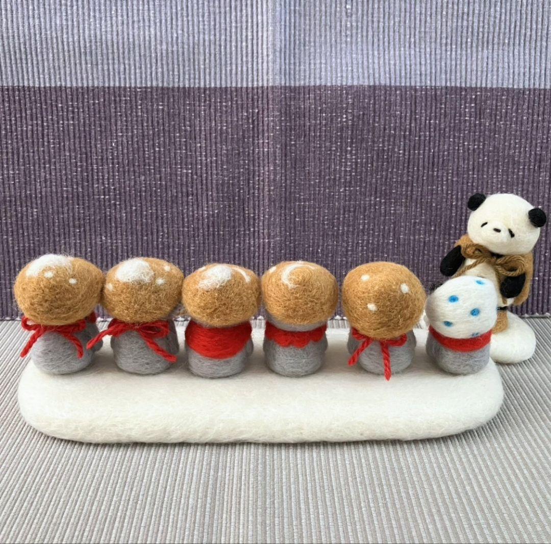 みみ  羊毛フェルト 作品 パンダと笠地蔵 | ゆず湯でまったり三兄弟
