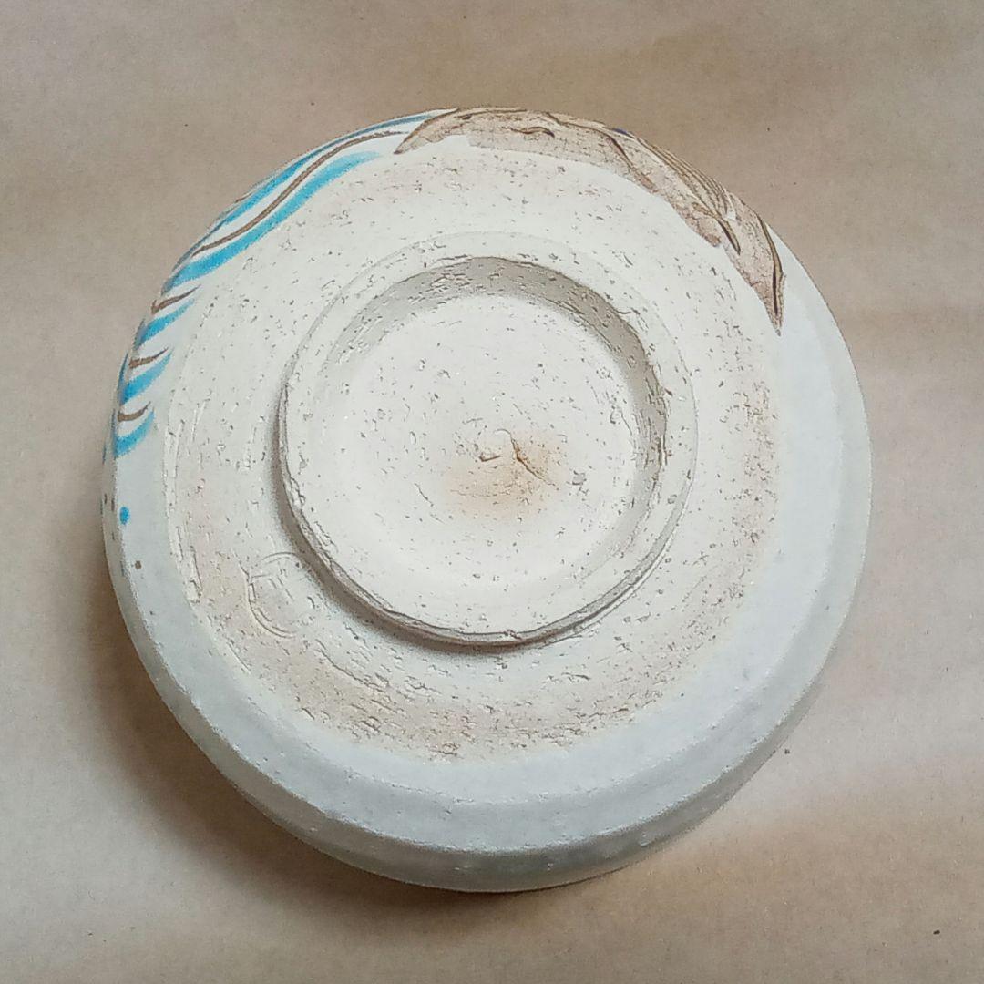 抹茶茶碗　彩流釉　鶴亀　C428