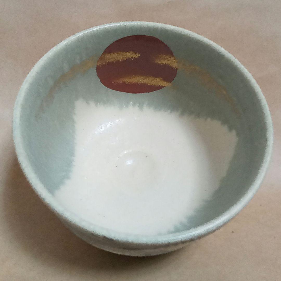 抹茶茶碗　彩流釉　鶴亀　C428