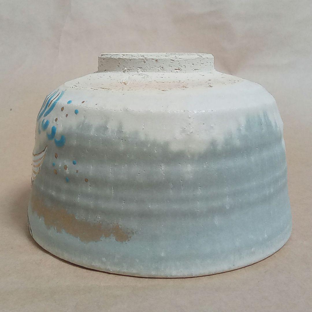 抹茶茶碗　彩流釉　鶴亀　C428