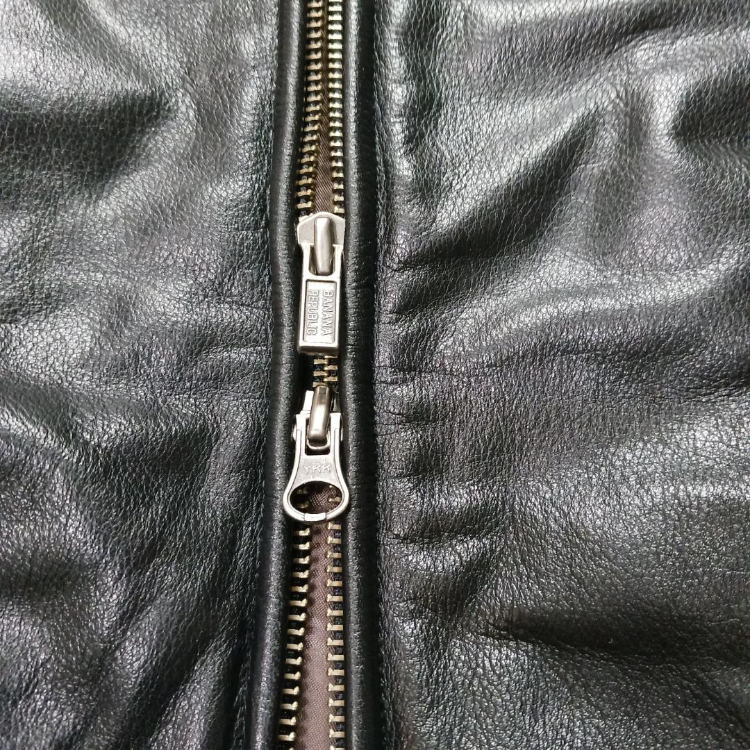 90s オールド バナナリパブリック M 肉厚 本革 シングル ダブルジップ