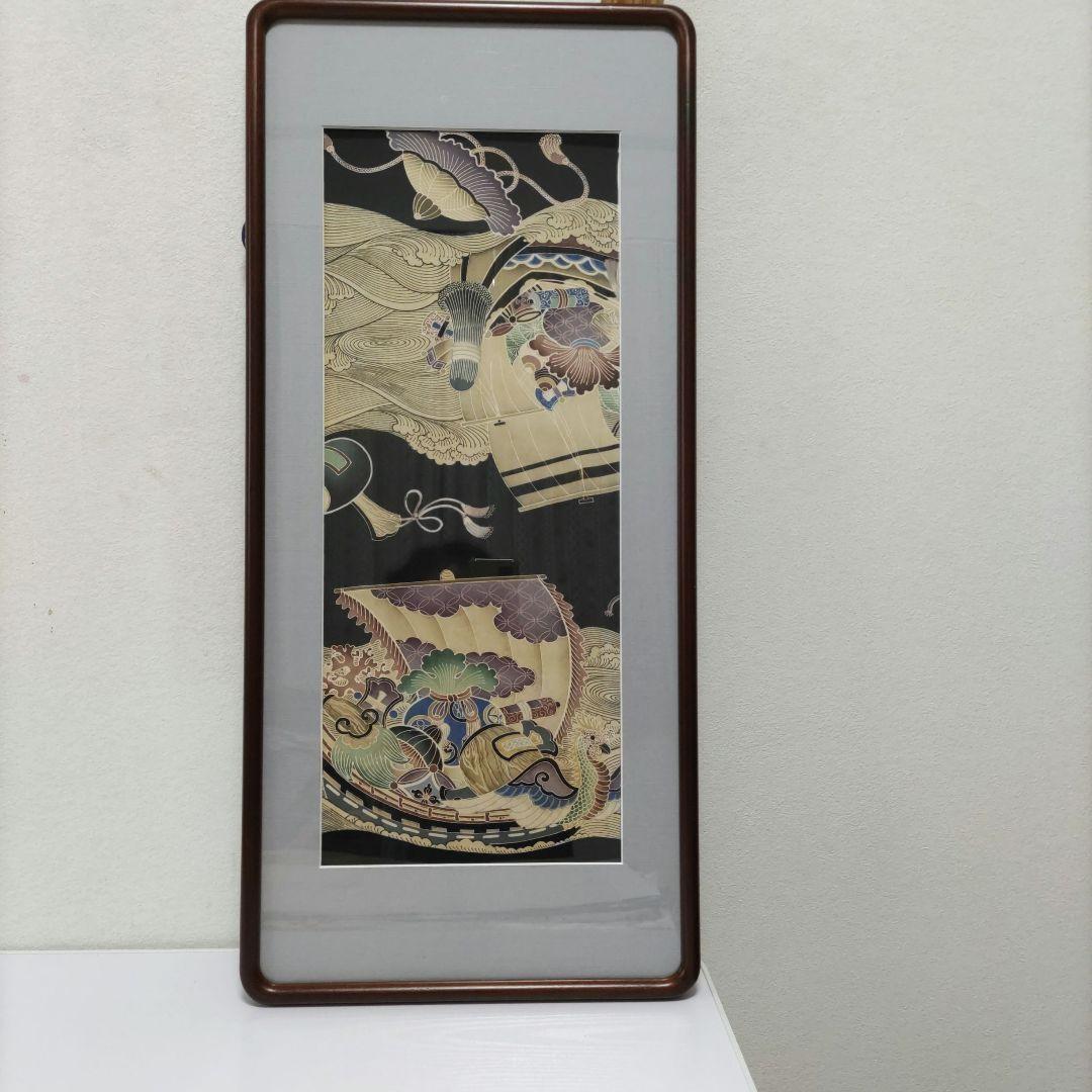 日本画 額と帯地　古布