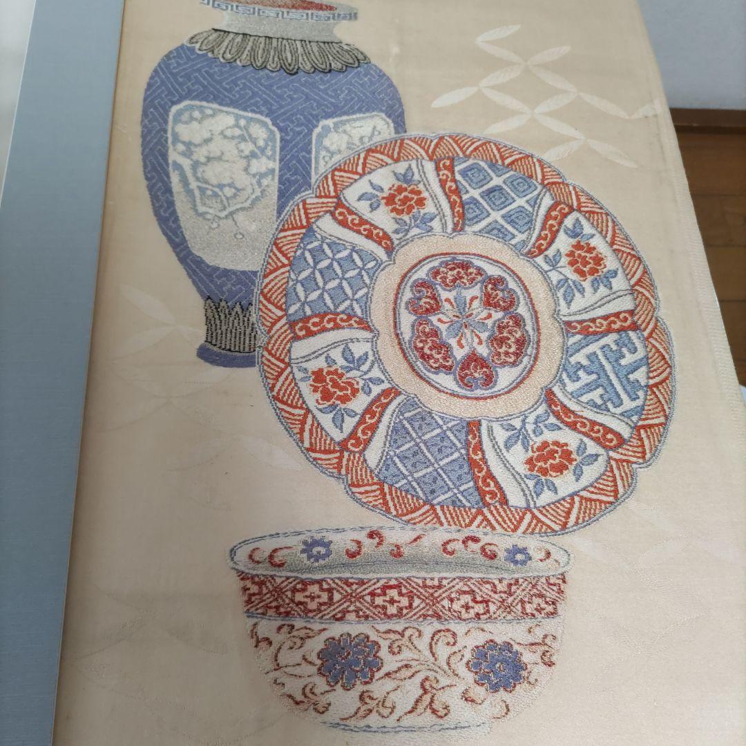 日本画 額と帯地　古布