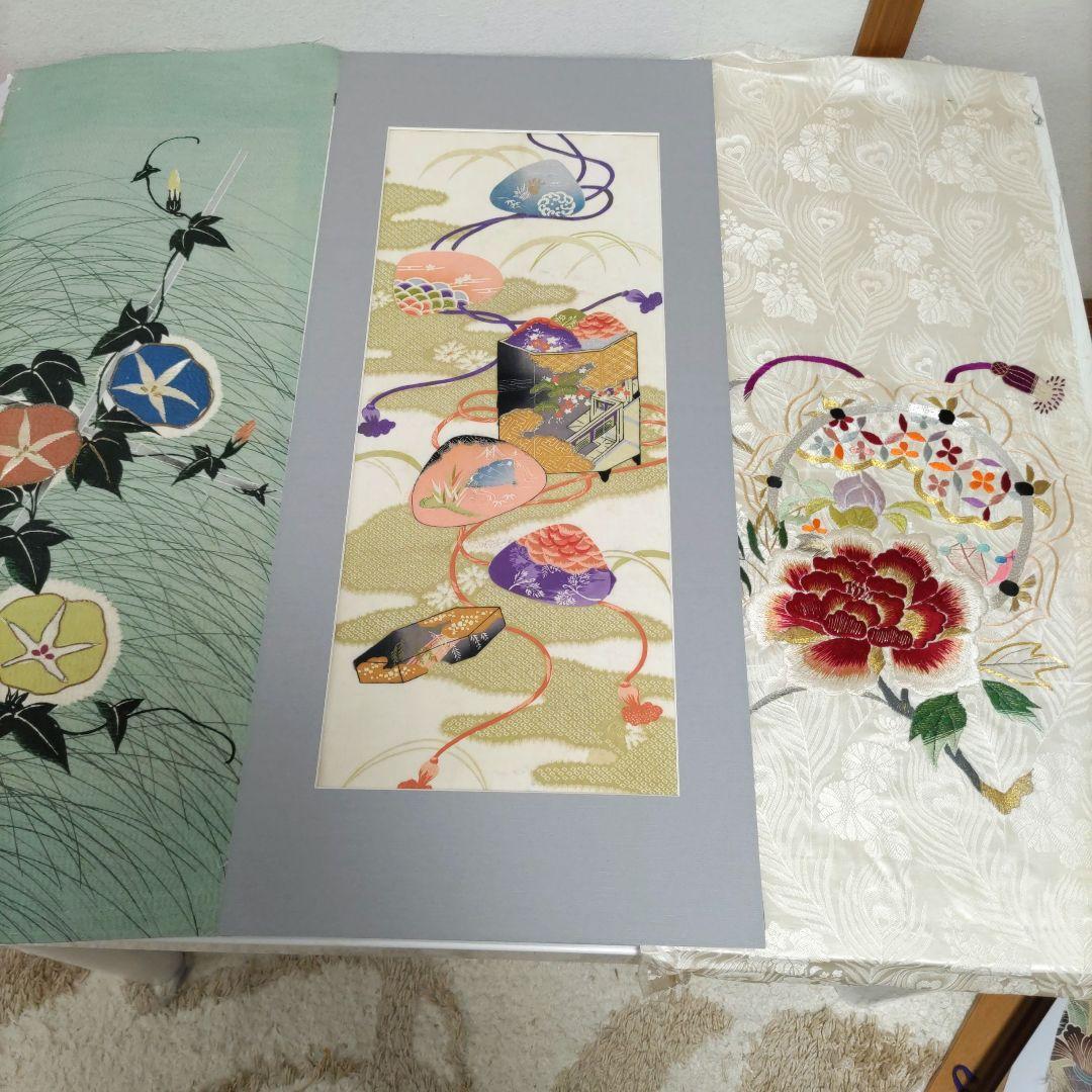 日本画 額と帯地　古布