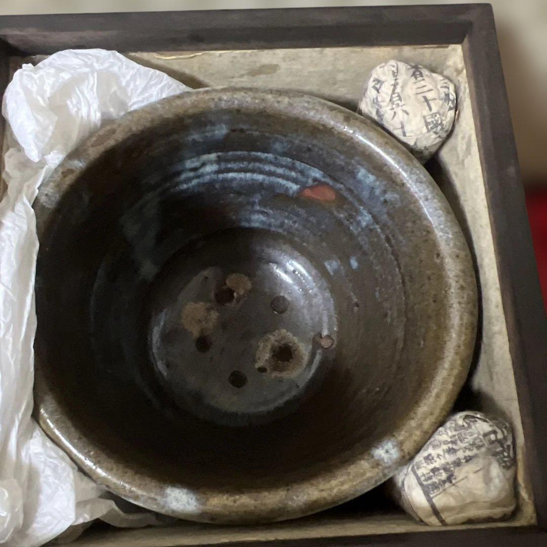 江戸時代物 茶道具 古唐津 水指 塗蓋 朝鮮唐津 骨董 古道具 古玩
