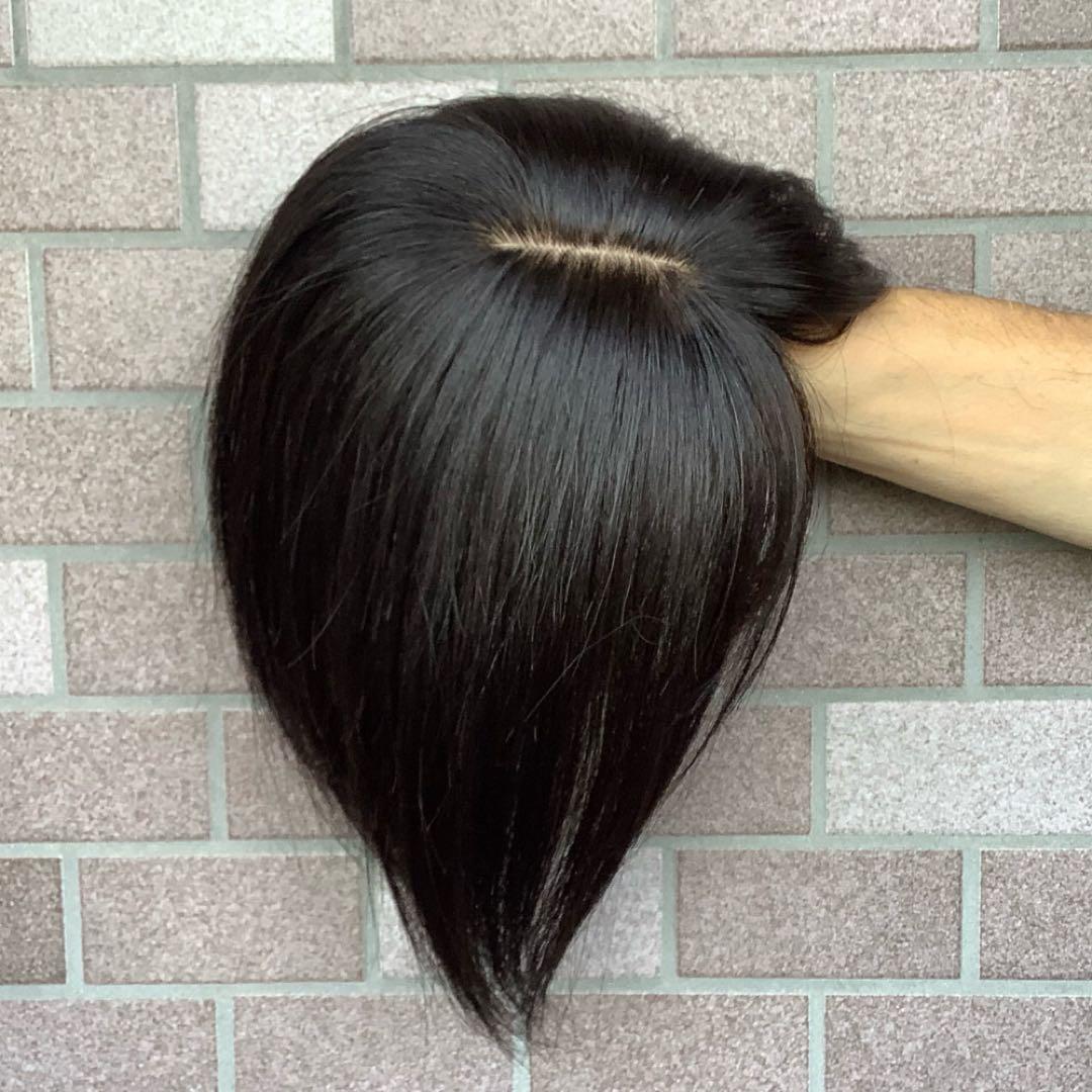 人毛100%総手植え 医療用 部分ウィッグ ヘアピース ブラックブラウン