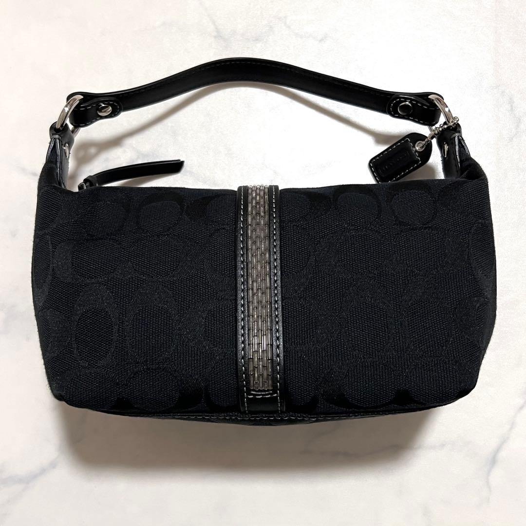 【美品】COACH ハンドバッグ アクセサリーポーチ 黒 ブラック モノグラム