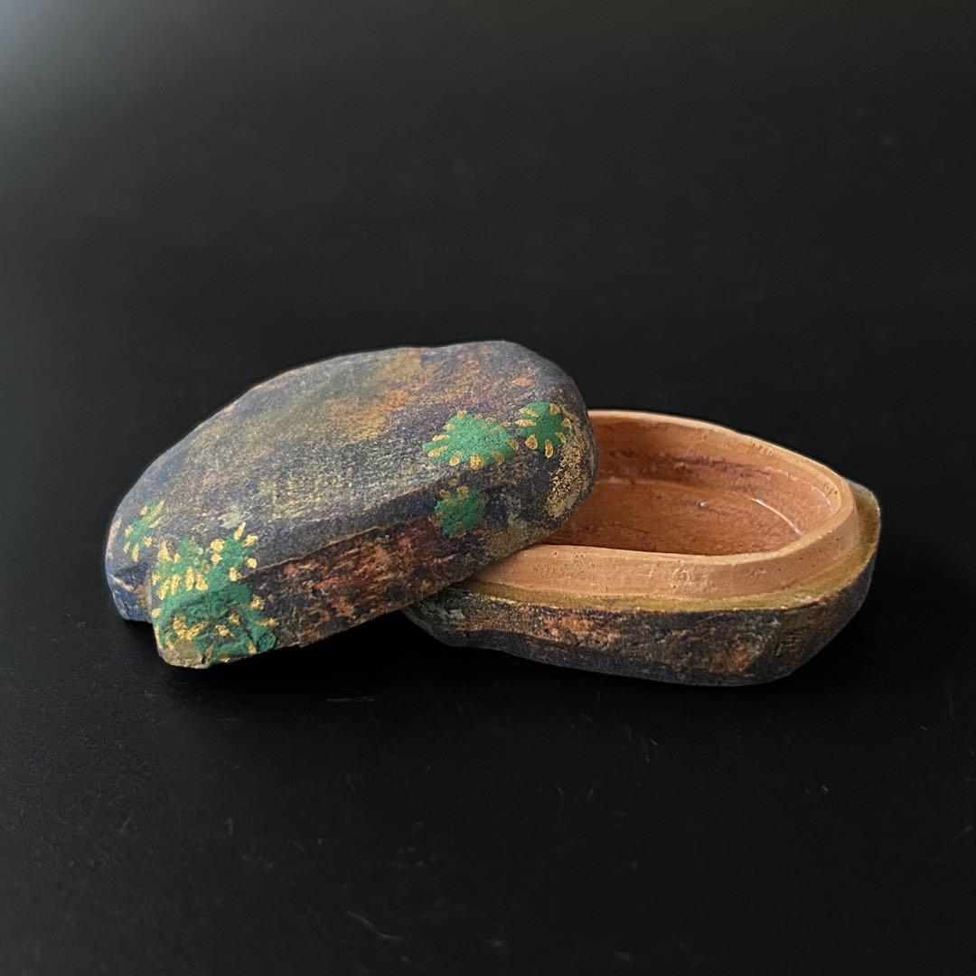 茶道具　さざれ石　香合　人形屋　大島嘉楽　共箱　古稀　伏見人形　祝事　茶会　正月