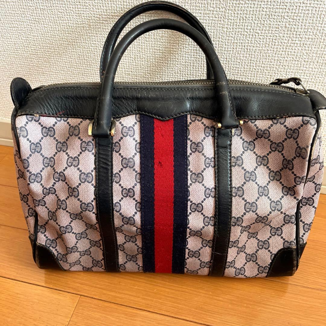 OLD GUCCIグッチボストンバッグ GGパターン柄MADE IN ITALY