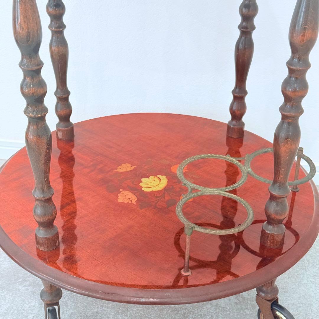 【希少】 イタリア製 象嵌 ワゴン ティーワゴン キッチンワゴン アンティーク