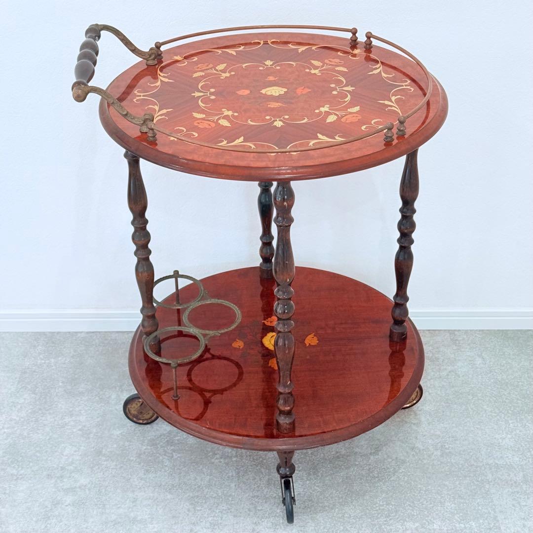 【希少】 イタリア製 象嵌 ワゴン ティーワゴン キッチンワゴン アンティーク