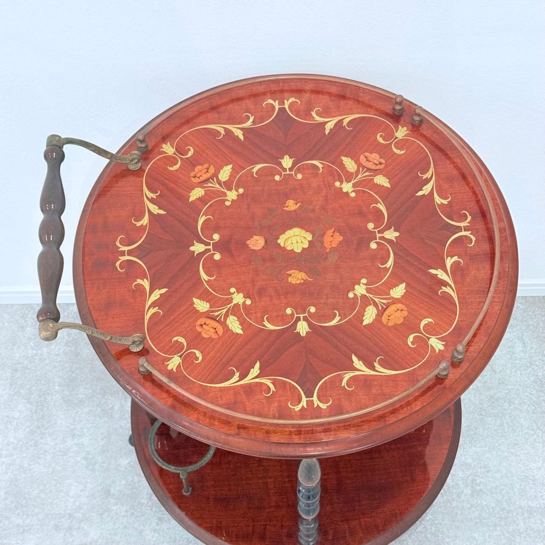 【希少】 イタリア製 象嵌 ワゴン ティーワゴン キッチンワゴン アンティーク