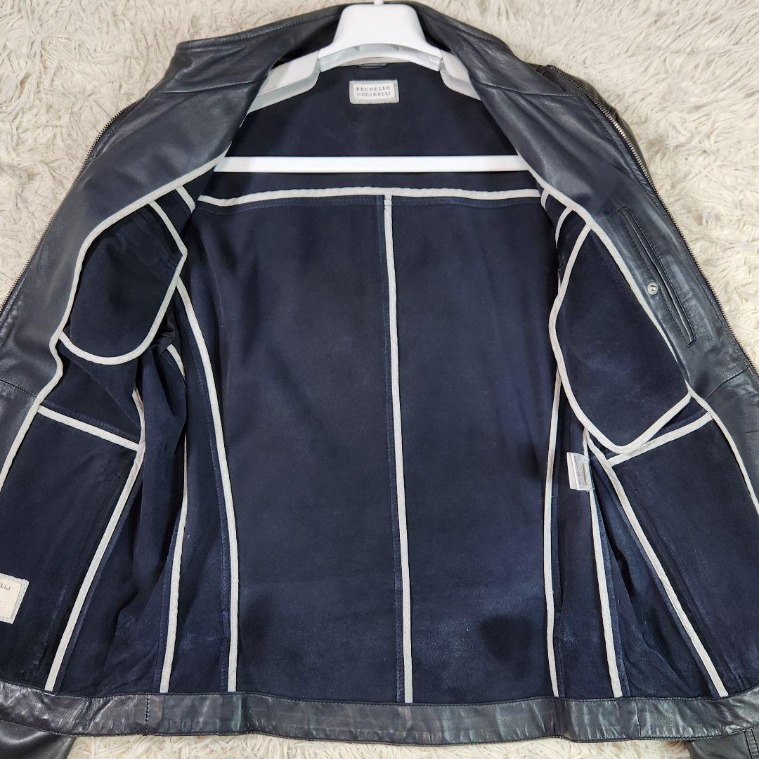 超高級 ブルネロクチネリ シングルライダース ラムレザー ダブルジップ M