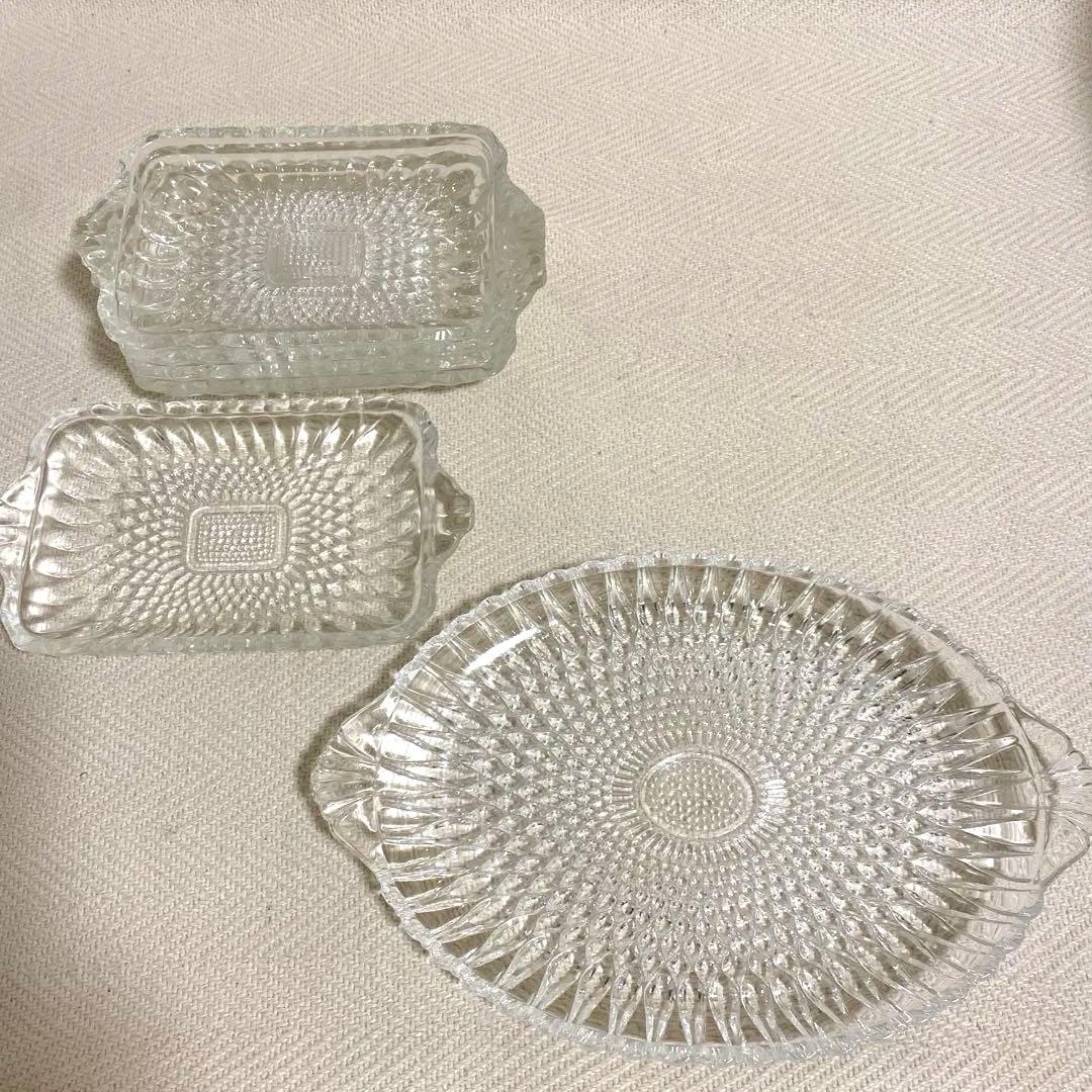70年代 クリア プレスガラス テーブル セット売 確認ページのため購入不可❗️