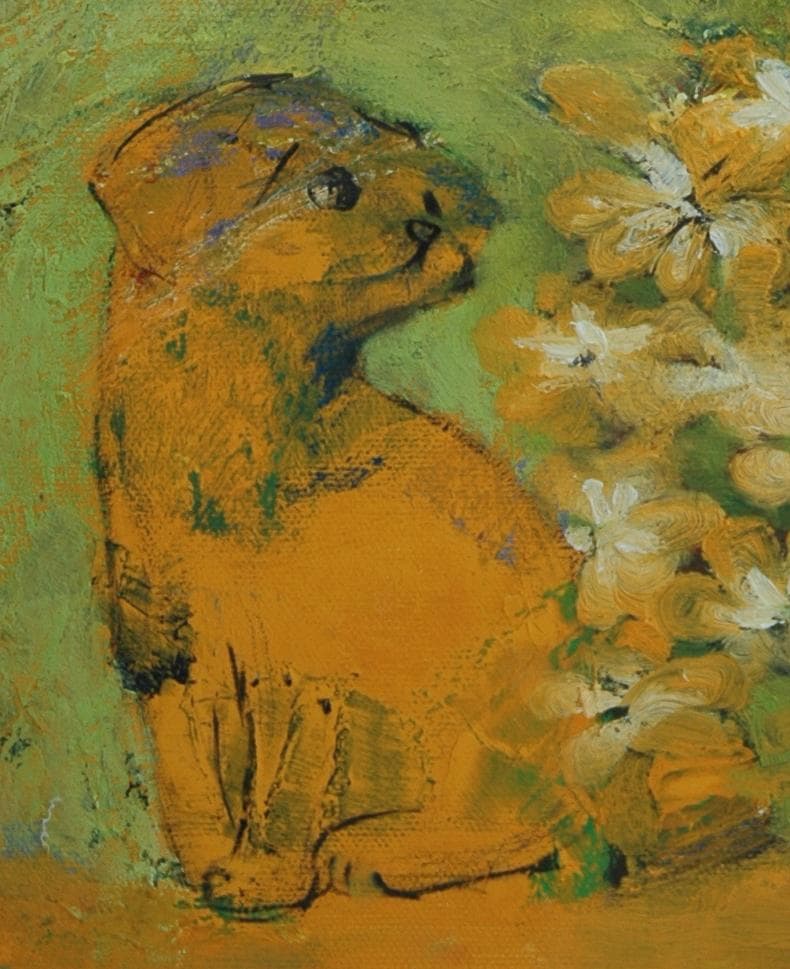 油絵 菅家令子 絵 絵画 インテリア uF6-050220 可愛い子犬