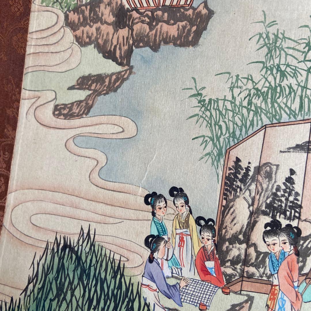 古い中国美人画掛け軸