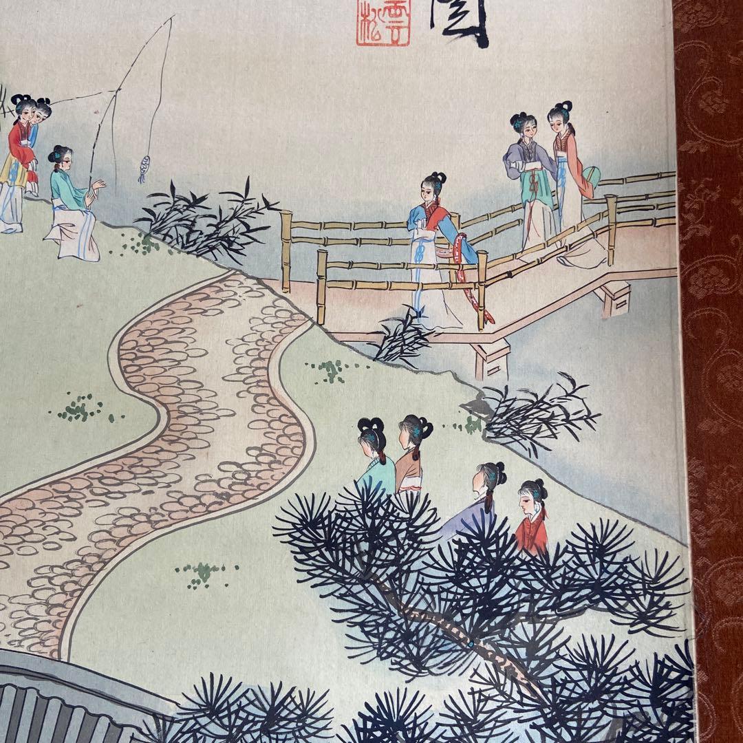 古い中国美人画掛け軸