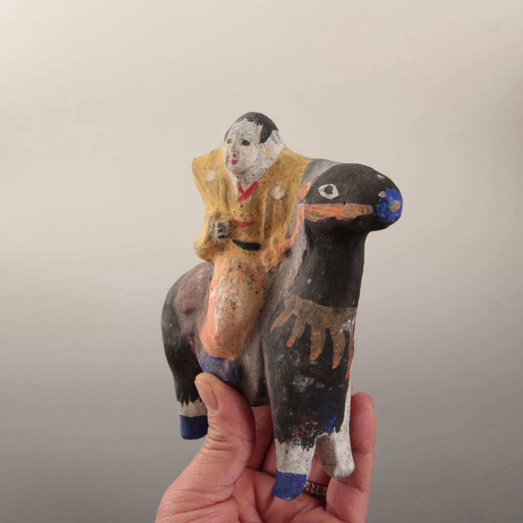 大和出雲人形 馬乗り小姓 土人形 民芸 郷土人形 郷土玩具 古道具 アンティーク