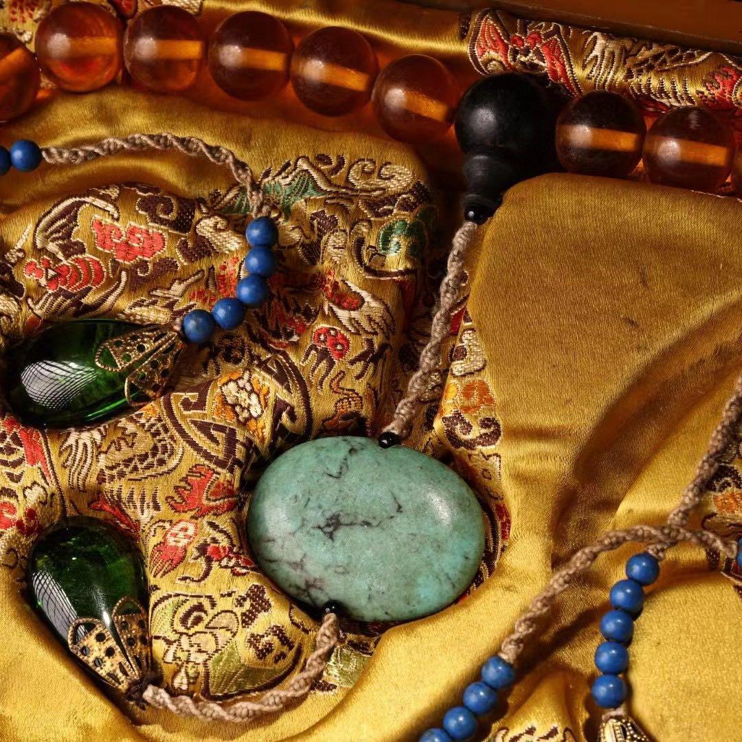 珍品、旧蔵、琥珀朝珠一本