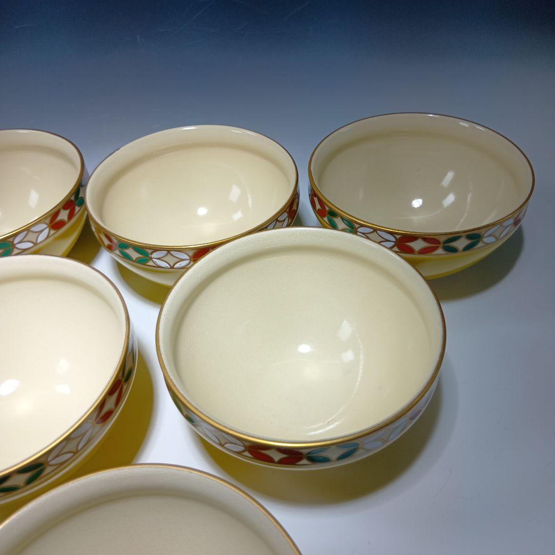 最後値下げ茶道具　黄釉天目形七宝文数茶碗10客　　 昌山造　共箱　美品