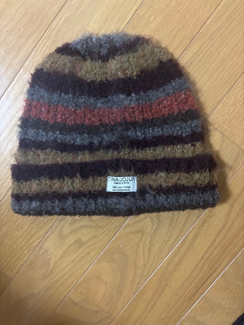 【美品】TINAJOJUN マルチカラーストライプニット帽