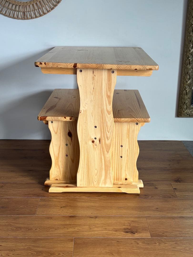 パイン材　ダイニングセット 家具 3点セット テーブル ベンチ