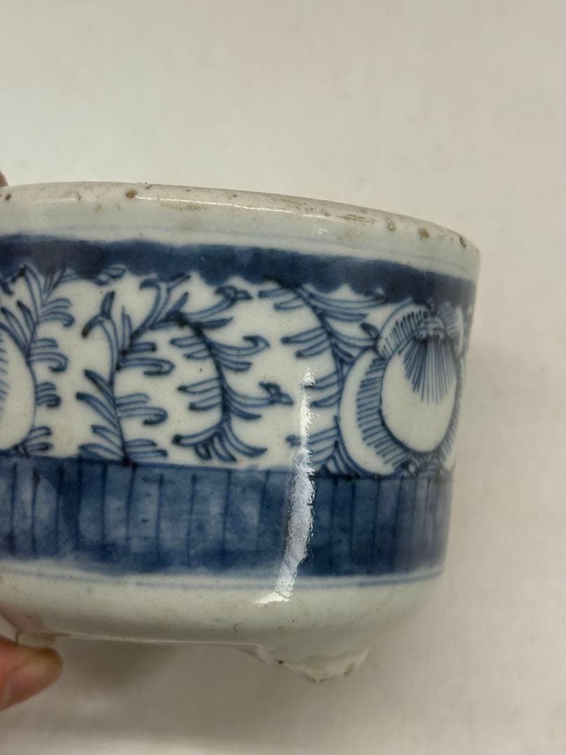 中国　清時代　染付　香炉　送料込み250703