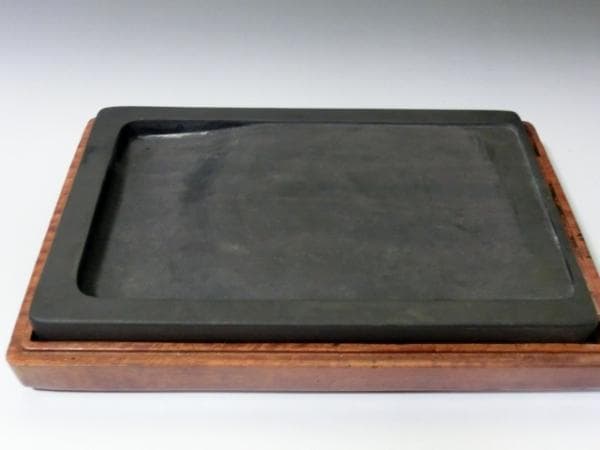 硯■大きい硯石 長方形 唐木箱入 大振り 2.8㎏ 書道道具 古民具 古道具■