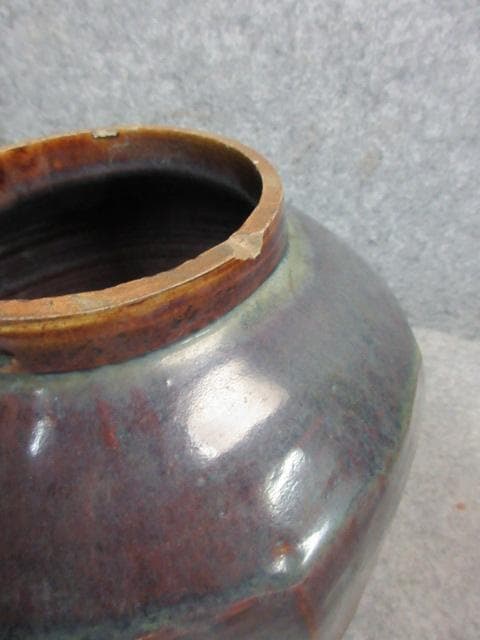 李朝 面取り 花瓶 [B24051] 箱入り 花器 花生け なまこ 古玩 古美術