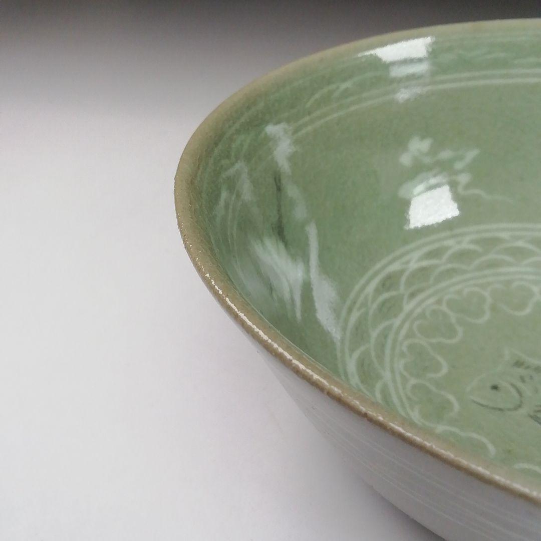 Ｔ１４０　茶碗　『高麗青磁』『石峰　趙懋鎬作』　共箱　抹茶碗　茶道具