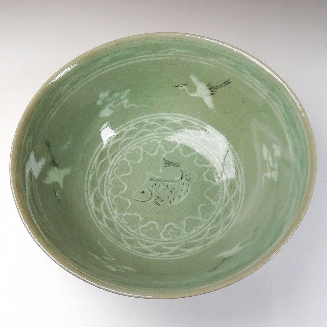 Ｔ１４０　茶碗　『高麗青磁』『石峰　趙懋鎬作』　共箱　抹茶碗　茶道具